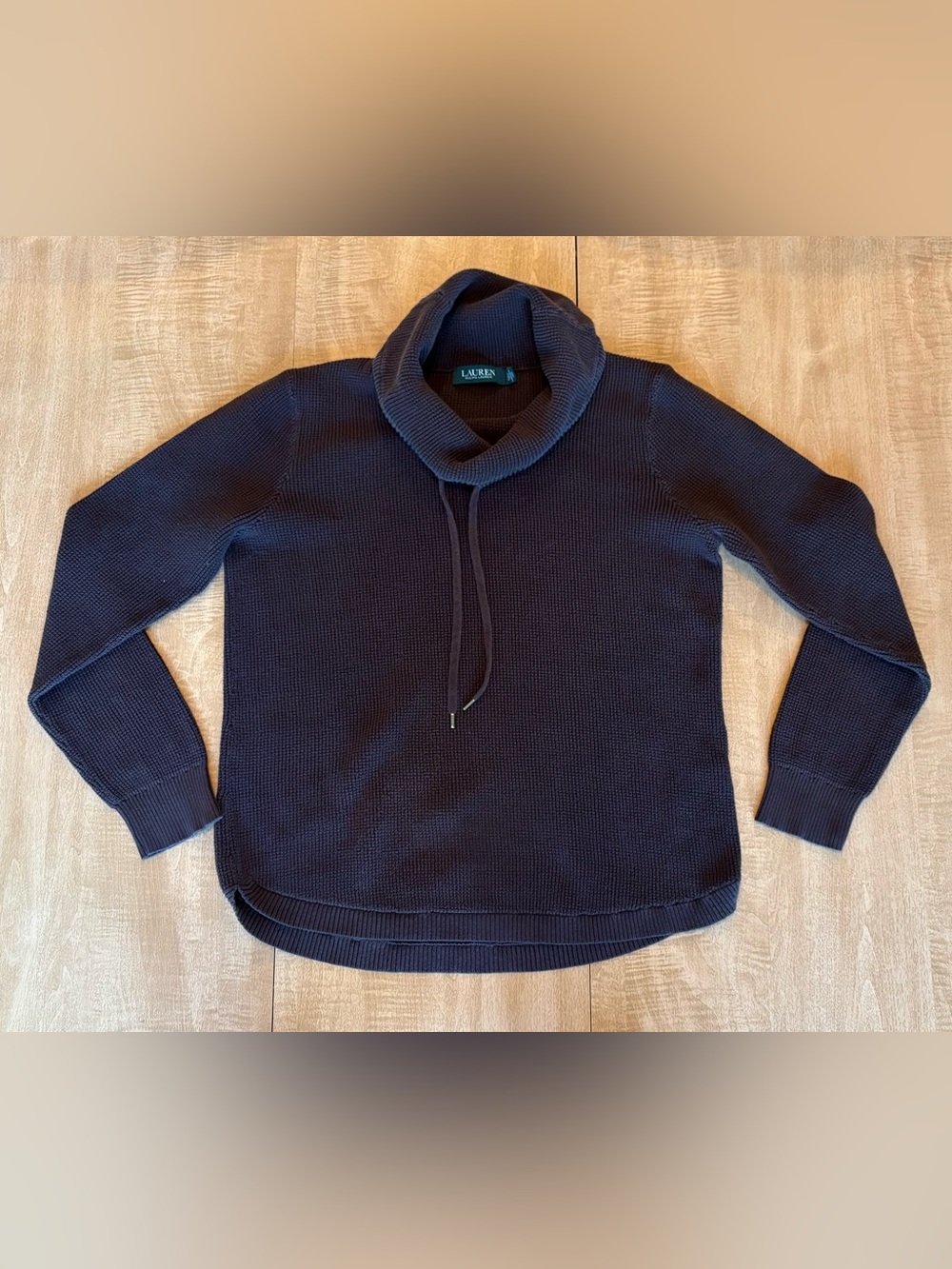Ralph Lauren Chocolate Brown Cowl Neck Waffle Knit Sweater